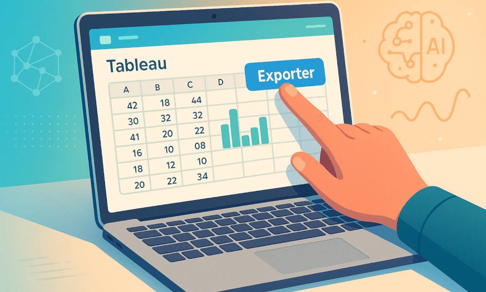 Ordinateur portable affichant un tableur Excel et des icônes d'alternatives à ChatGPT (Bing Chat, Bard, Claude), avec une flèche de téléchargement indiquant "télécharger Excel gratuitement", illustrant outils IA pour Excel gratuits et alternatives ChatGPT pour automatisation de tableaux.